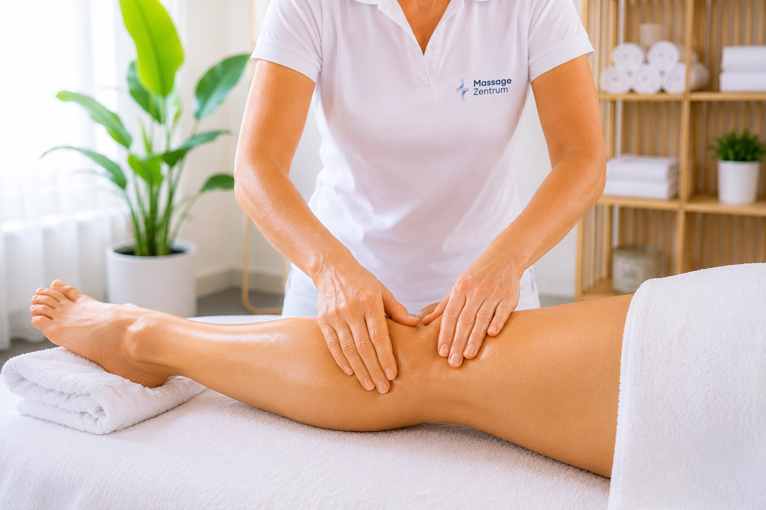 Manuelle Lymphdrainage am Bein bei Schwellung – Massage Zentrum Dagmersellen